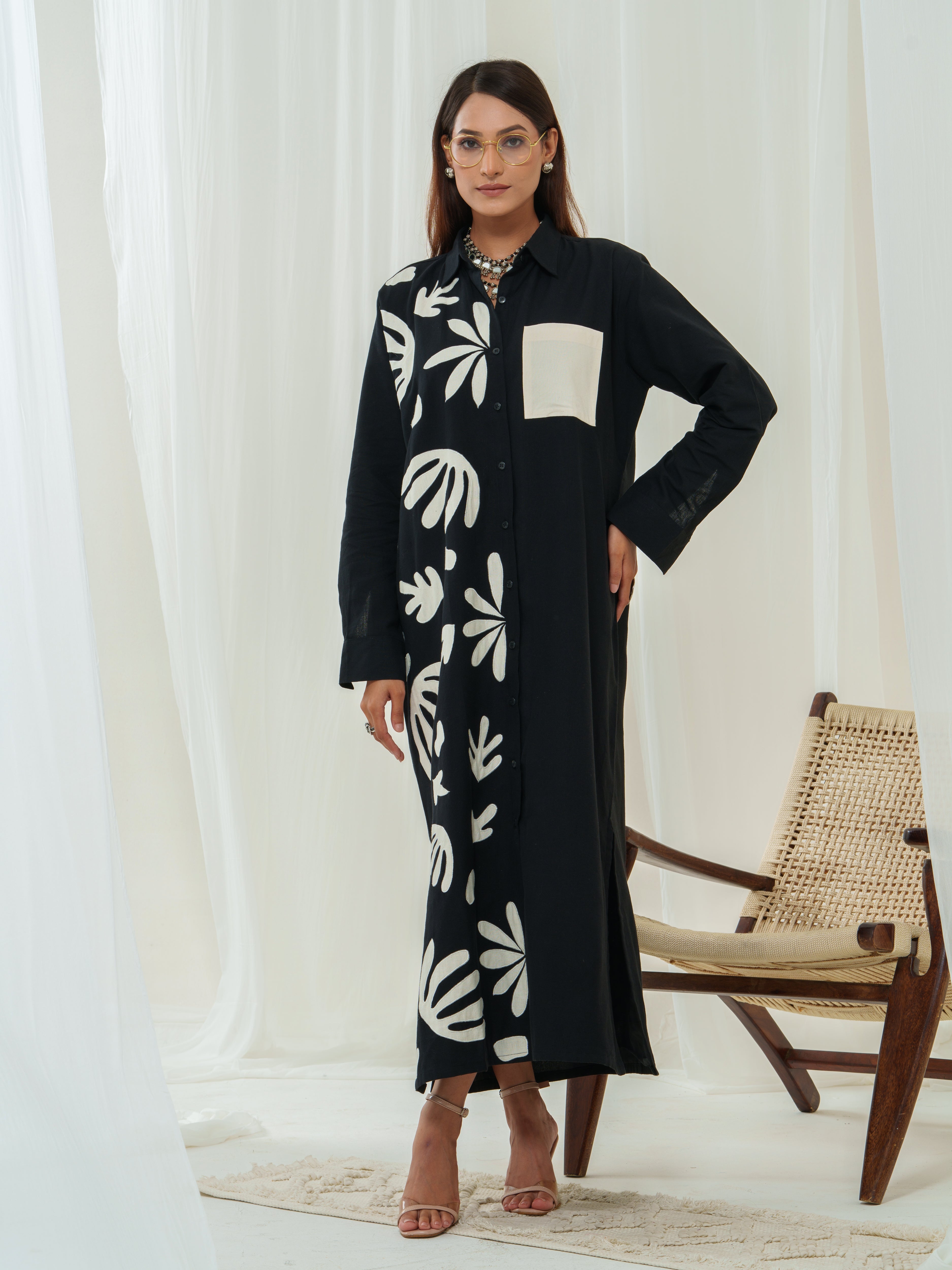 Handloom Appliqué -Breezy shirt dress