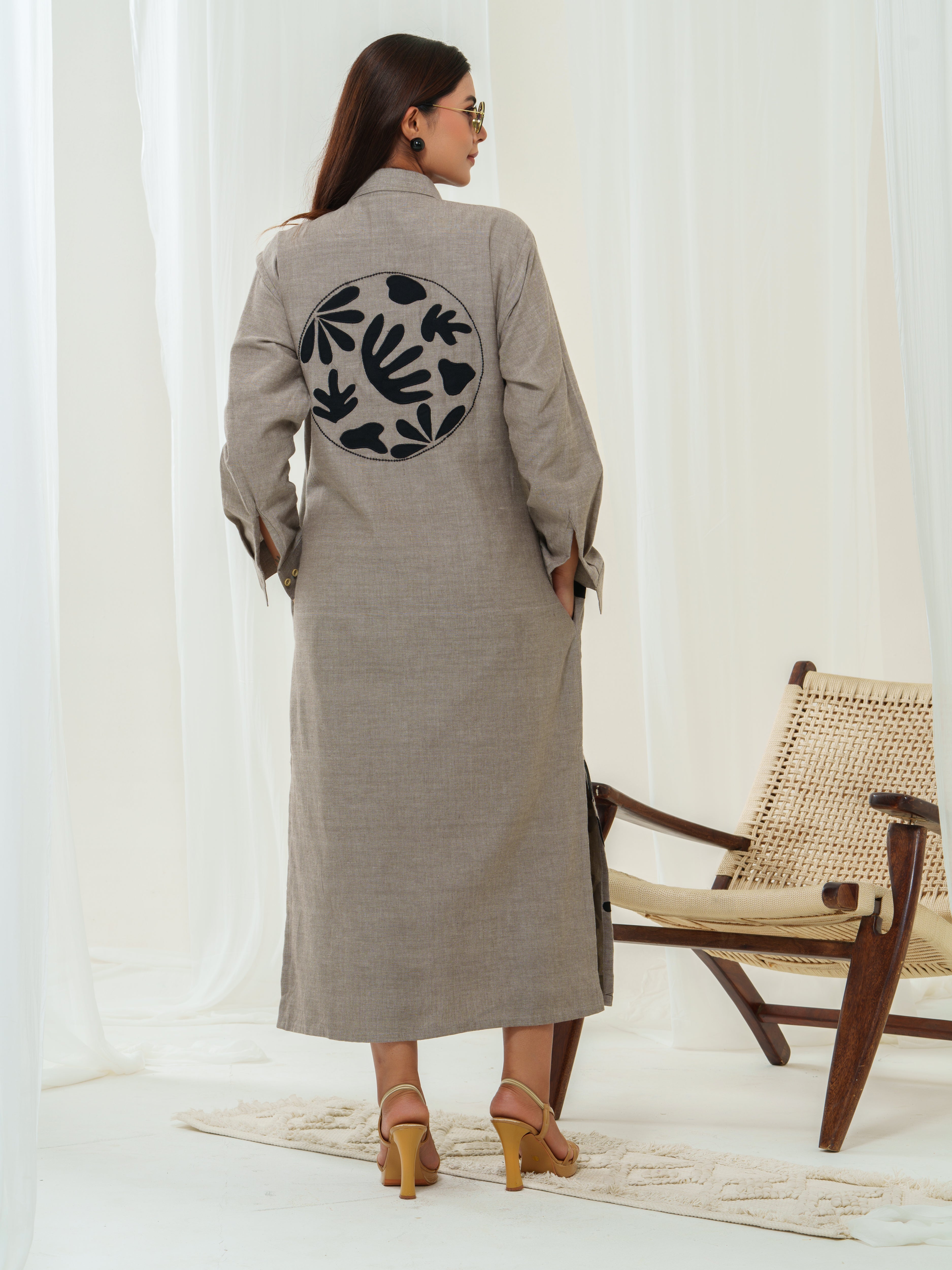Handloom Appliqué -Breezy shirt dress