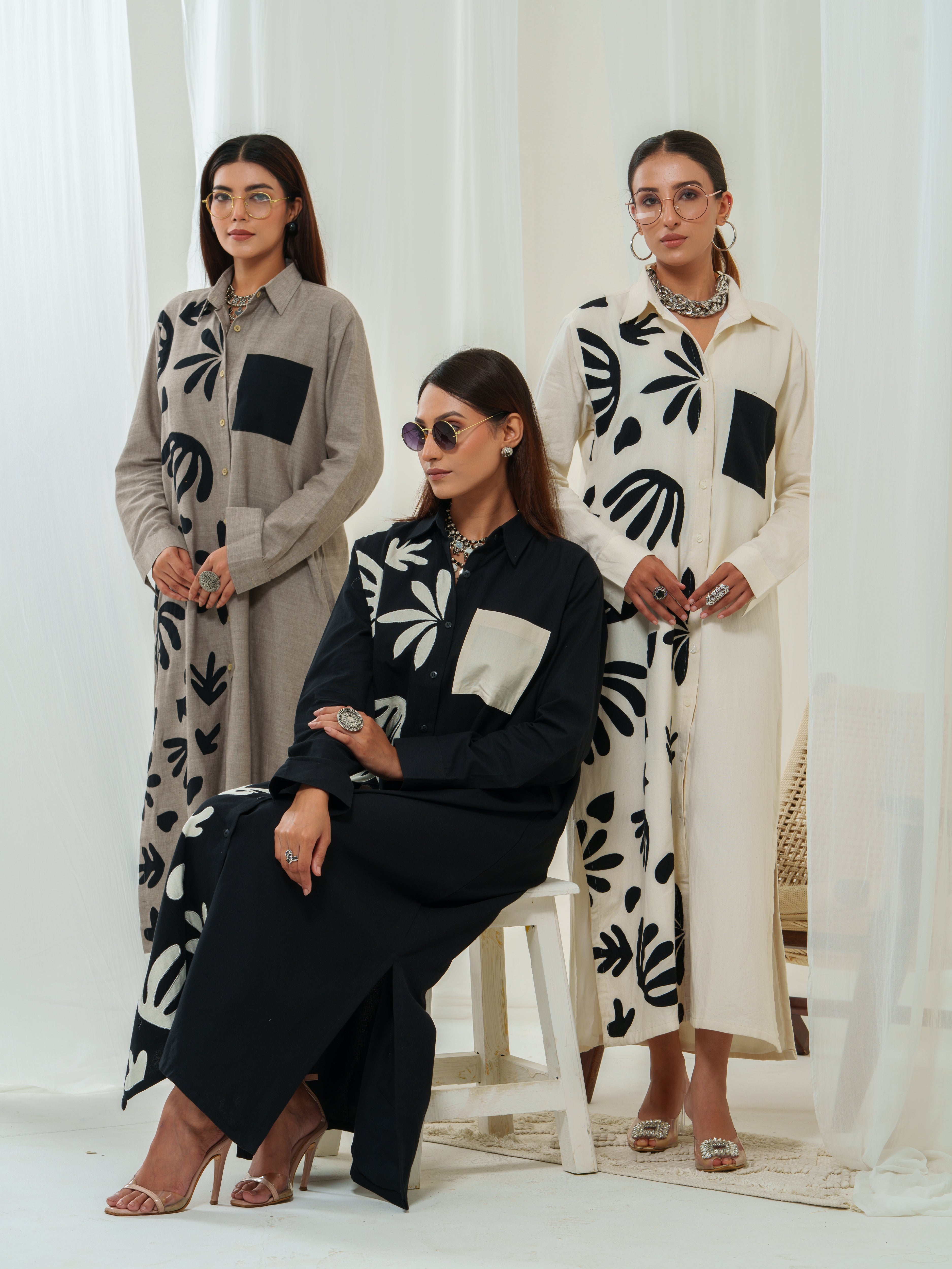 Handloom Appliqué -Breezy shirt dress