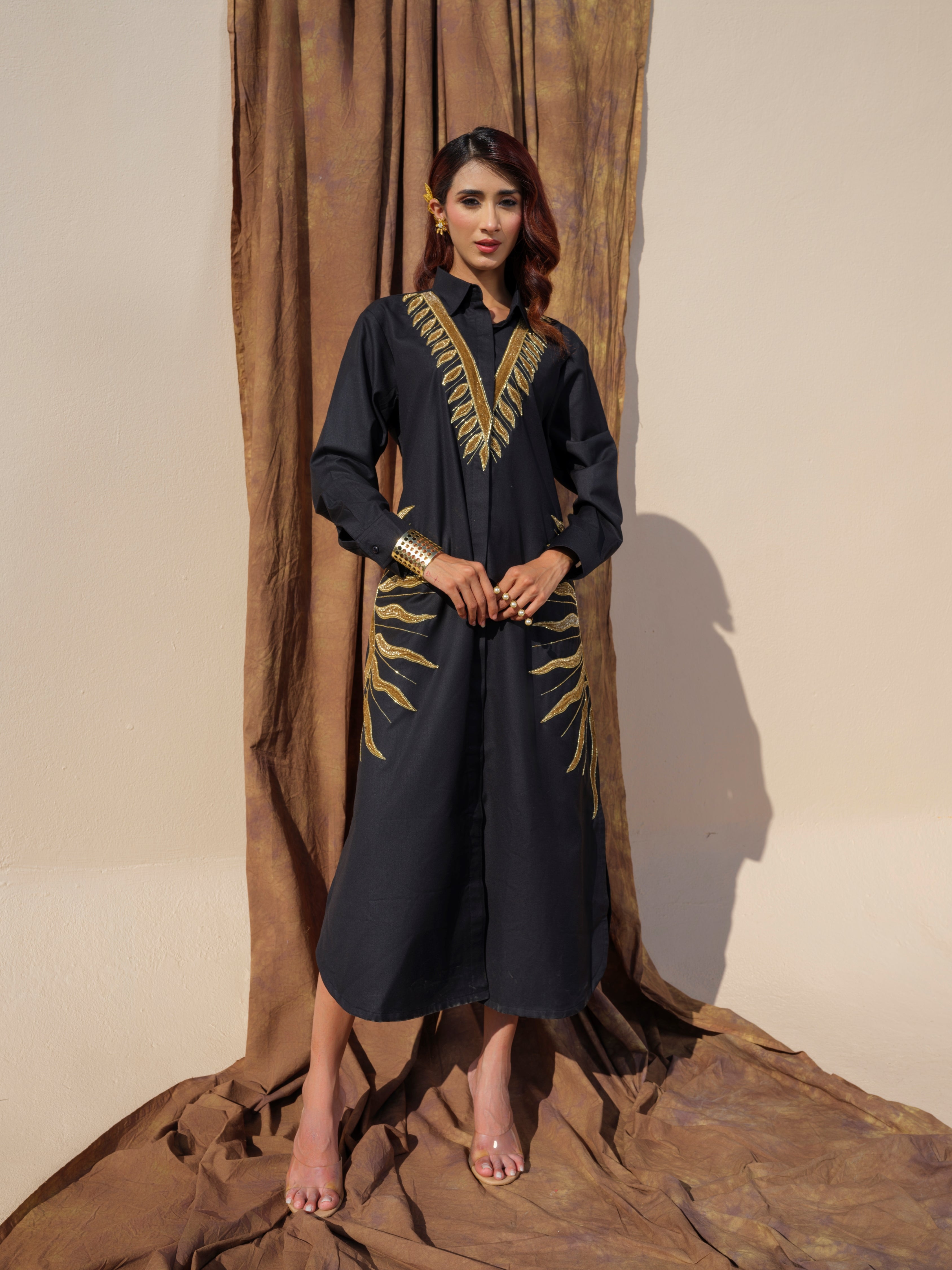 Clarissa Gold Shirt  Dress